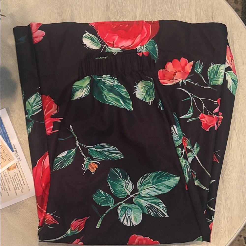 Floral Black and Red Skirt